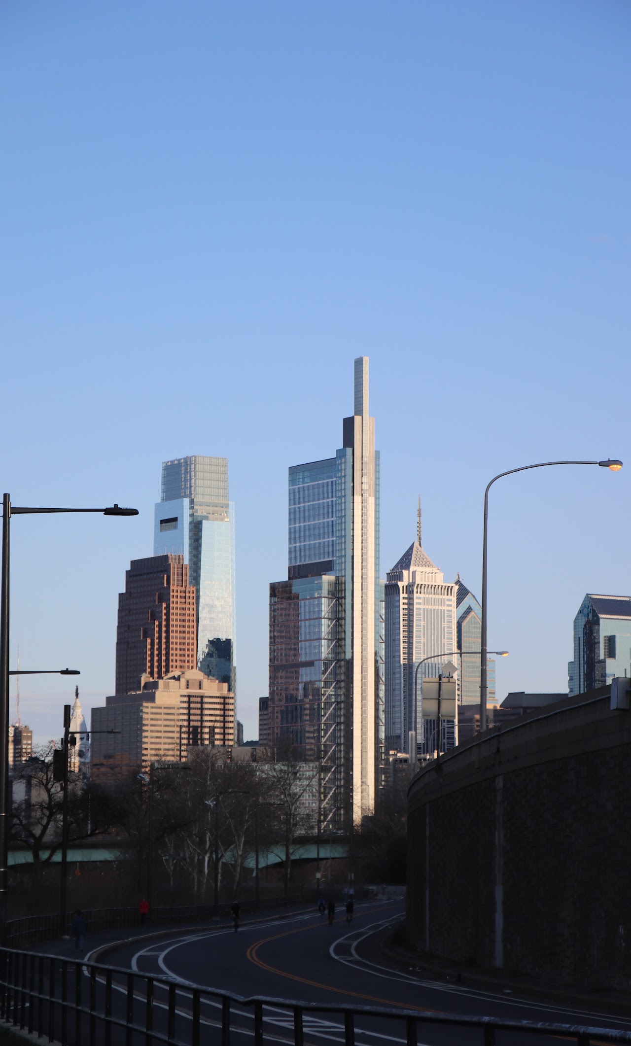 Philadelphia skyline in late-afternoon light